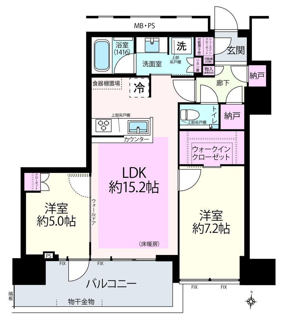 THE TOWER 湘南辻堂(2LDK/19階)の間取り写真
