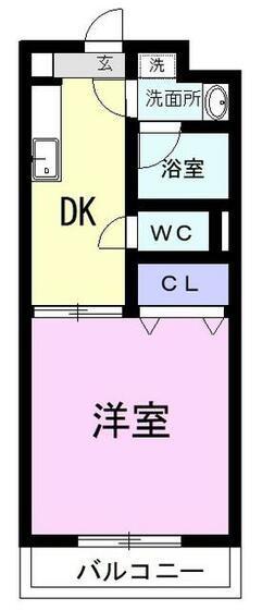 カルサイト(1DK/4階)の間取り写真