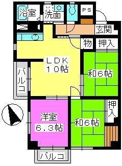 ドエル24(3LDK/3階)の間取り写真