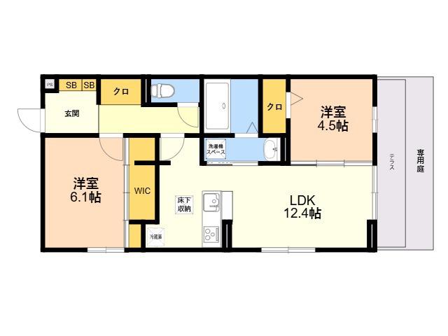 ブラン新宮中央(2LDK/1階)の間取り写真