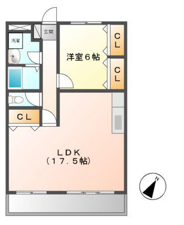 ハイツ山路(1LDK/2階)の間取り写真