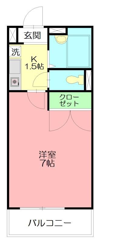 わかばIII(1K/3階)の間取り写真