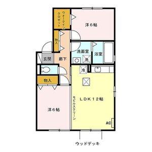 ラドリージョピソ B棟(2LDK/1階)の間取り写真