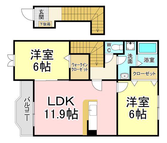 アルシオネ 響(2LDK/2階)の間取り写真
