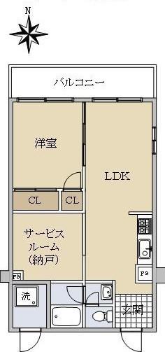 上之宮台ハイツ(1SLDK/3階)の間取り写真
