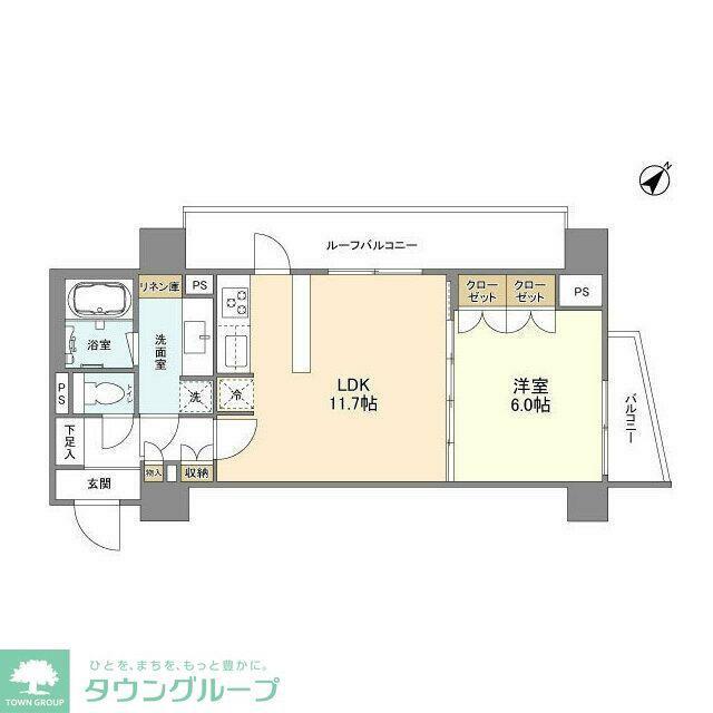 YSレジデンス代田橋(1LDK/4階)の間取り写真