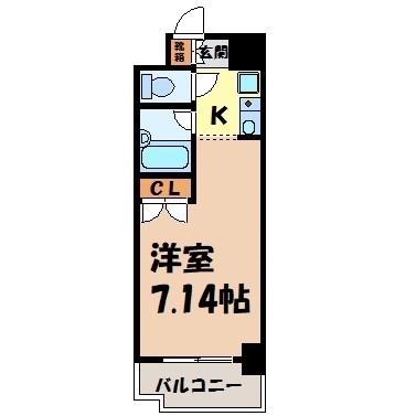 ブロンズ森島(1K/4階)の間取り写真
