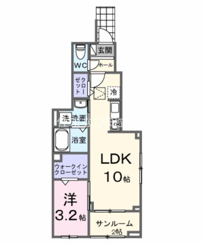 エスポワール池浦(1LDK/1階)の間取り写真