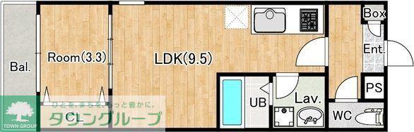 ジーメゾン狭山東三ツ木トレリーヴ(1LDK/3階)の間取り写真