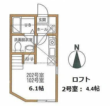 HCHオールブルー入江(ワンルーム/1階)の間取り写真