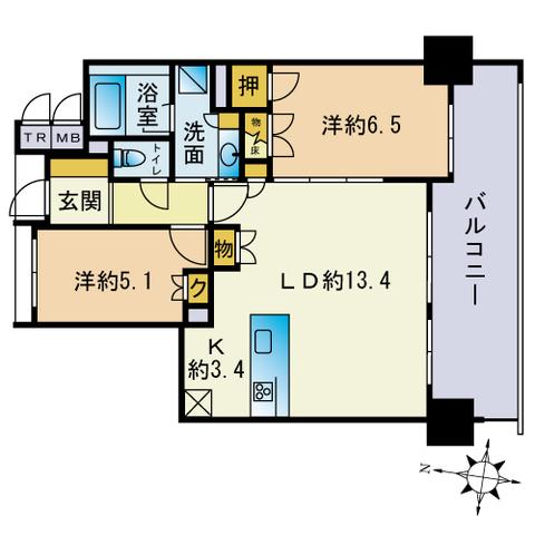 レジデンス百道(2LDK/3階)の間取り写真