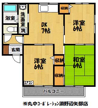エステートMF・Ⅰ(3DK/1階)の間取り写真