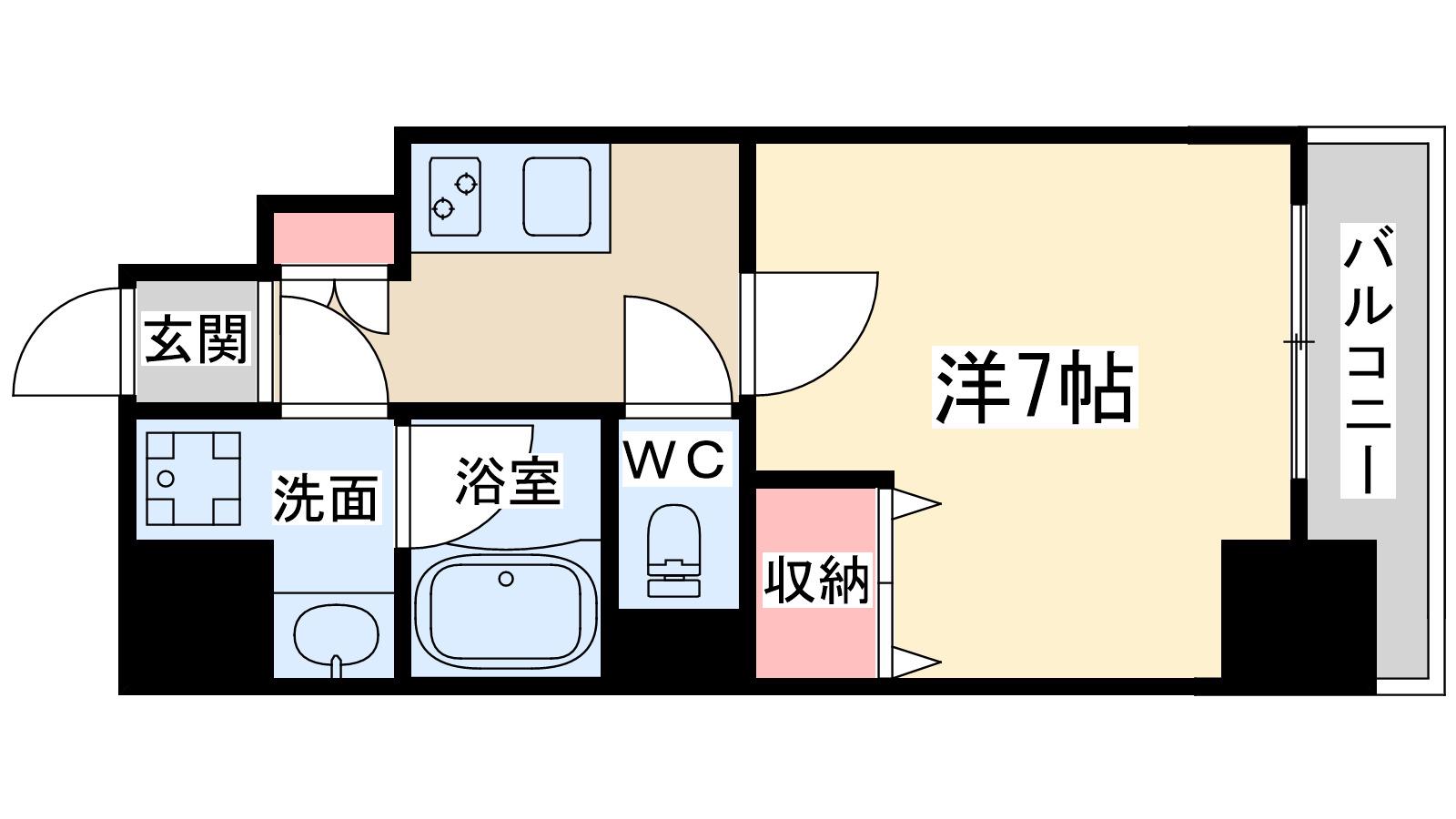 アーバネックス梅田西(1K/7階)の間取り写真