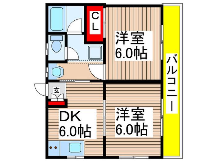 コーポイゲタ(2DK/1階)の間取り写真