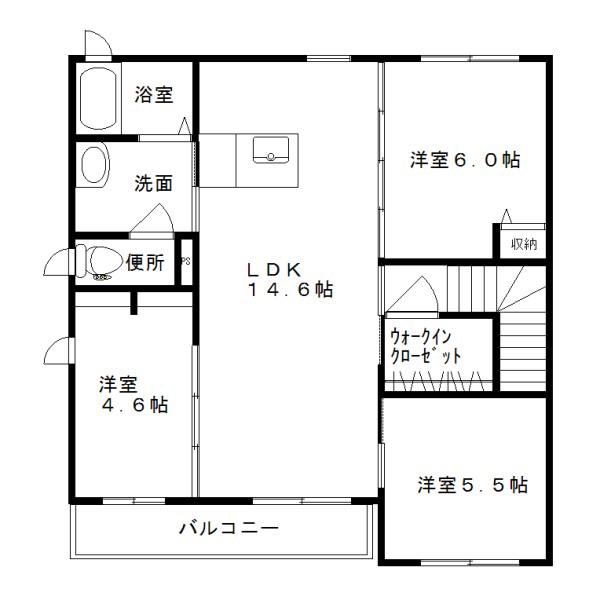 スカールA(3LDK/2階)の間取り写真