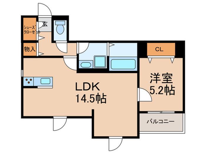 BELLE LEAD緑橋(1LDK/3階)の間取り写真