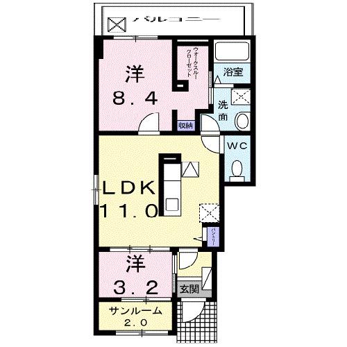 HOUSE EUREKA(2LDK/1階)の間取り写真