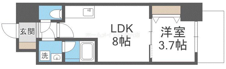 エスリードレジデンス大阪谷町ザ・マークス(1LDK/2階)の間取り写真