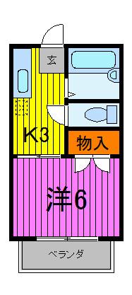 パークサイドシャトレWS-B棟(1K/2階)の間取り写真