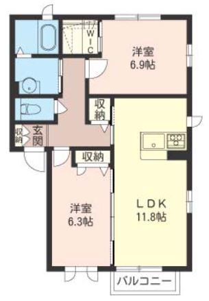 メゾンベールI番館(2LDK/1階)の間取り写真