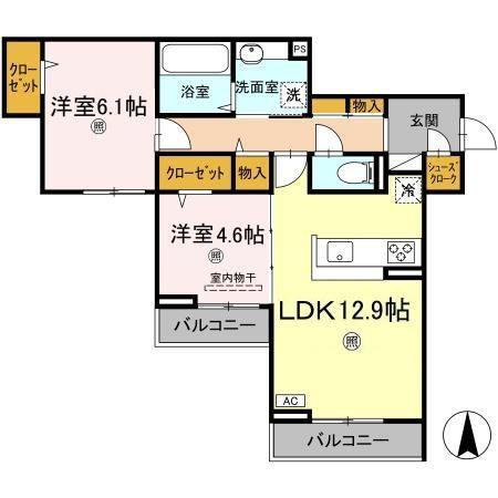 サンメゾン小池A棟(2LDK/3階)の間取り写真