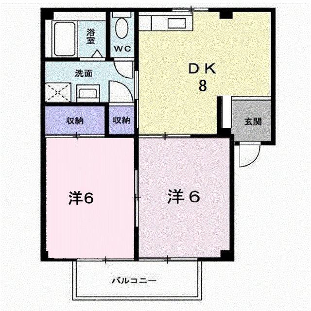 シティハイツ藤沢(2DK/2階)の間取り写真