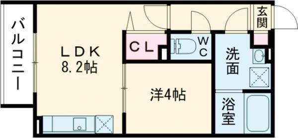 リトレ徳庵(1LDK/2階)の間取り写真