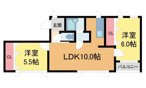 サンロイヤル神垣(2LDK/2階)の間取り写真