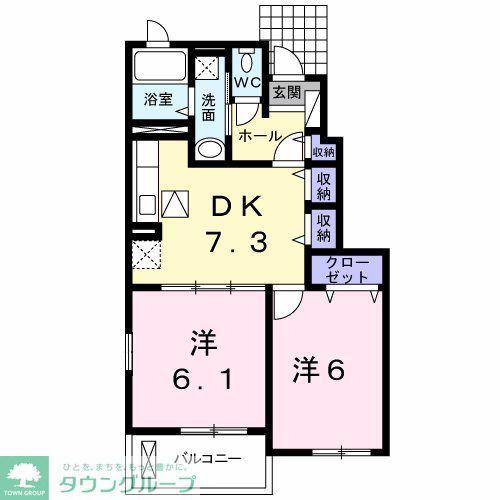 サニーグローヴ(2DK/1階)の間取り写真
