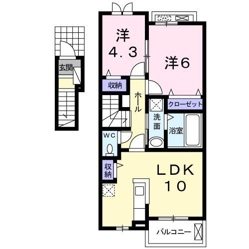ベルオーブIX(2LDK/2階)の間取り写真