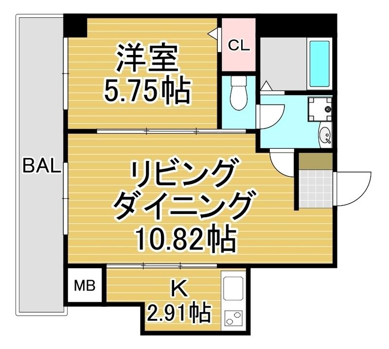 マルコビル平尾(1LDK/6階)の間取り写真