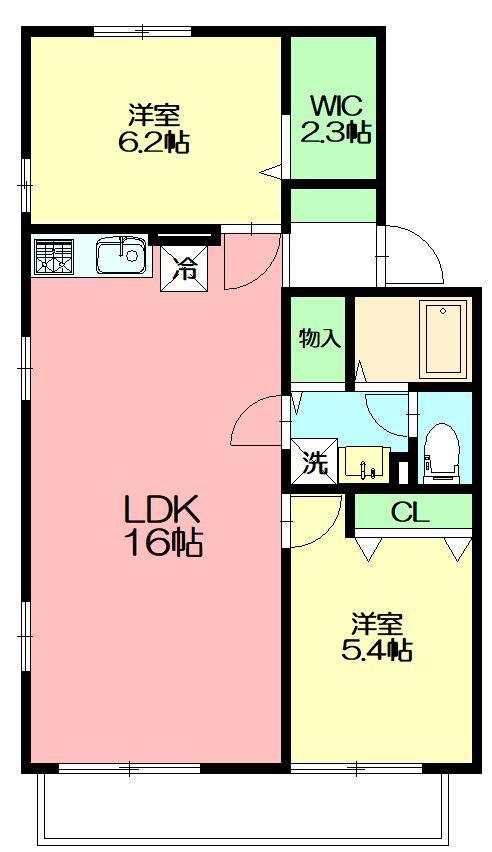 セゾンドミールE(2LDK/1階)の間取り写真