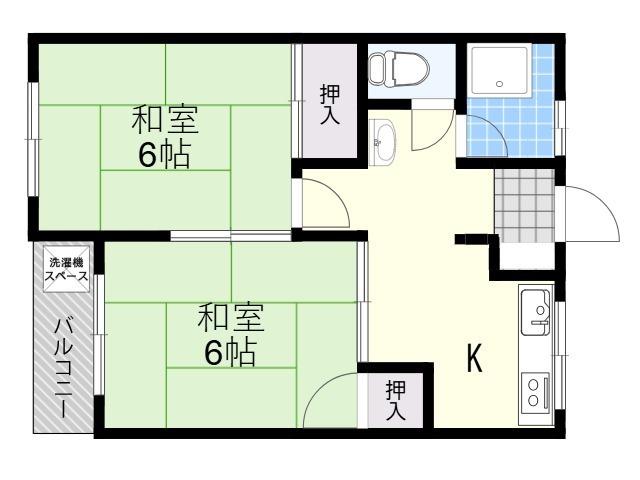 高平ビル(2DK/3階)の間取り写真