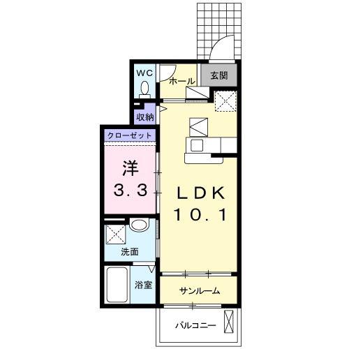 エミネンス川中島(1LDK/1階)の間取り写真