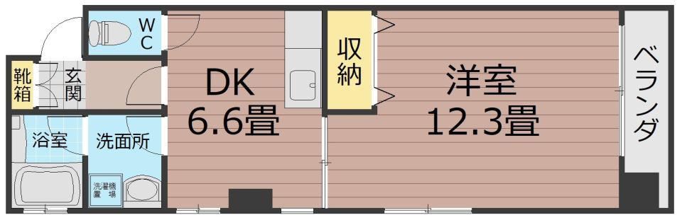 サンフェイス甲突(1DK/2階)の間取り写真