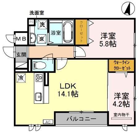 グレースコート常盤(2LDK/1階)の間取り写真