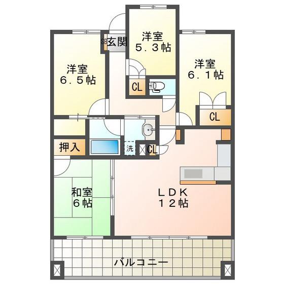 サンマンション山の手ヒルズ(4LDK/4階)の間取り写真