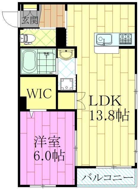 WARMES HAUS(1LDK/2階)の間取り写真