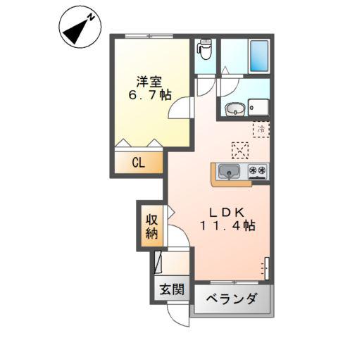 グランノワール(1LDK/1階)の間取り写真