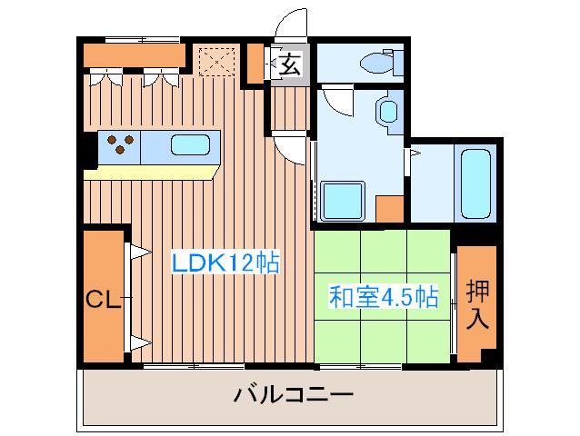 チサンマンション支倉(1LDK/3階)の間取り写真