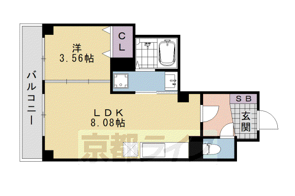 リバーサイド桂弐番館(1LDK/2階)の間取り写真