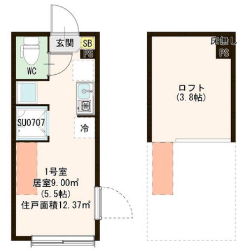 ピッコロモンド赤羽(ワンルーム/1階)の間取り写真