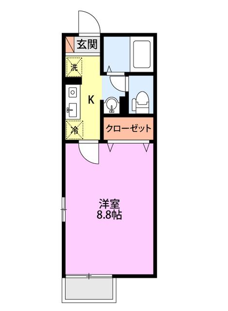 サンシャインB(1K/1階)の間取り写真