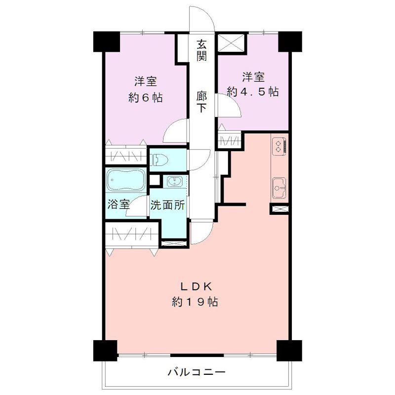 ロンドベル弁天橋(2LDK/4階)の間取り写真