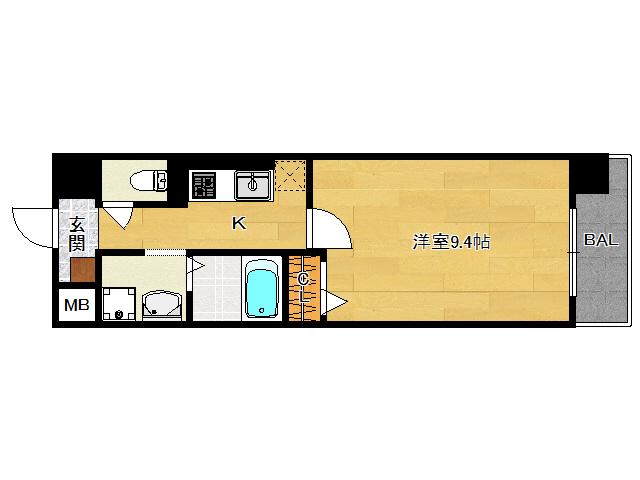 GRANDE FUSHIMI(1K/4階)の間取り写真