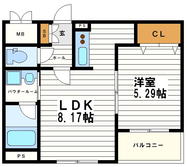 NS上町セブン(1LDK/5階)の間取り写真