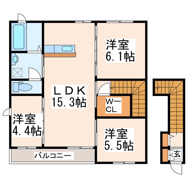 ウェルシーI(3LDK/2階)の間取り写真