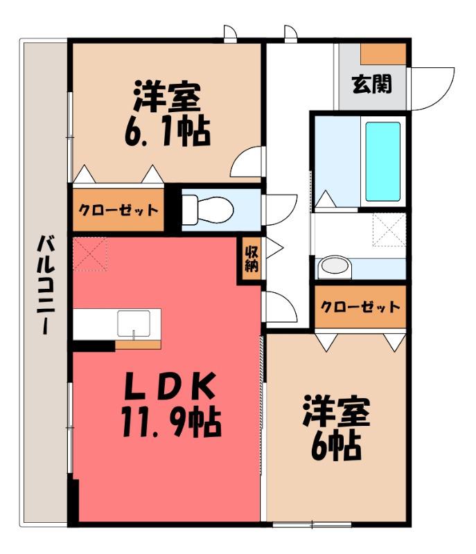 ブレグレース(2LDK/3階)の間取り写真