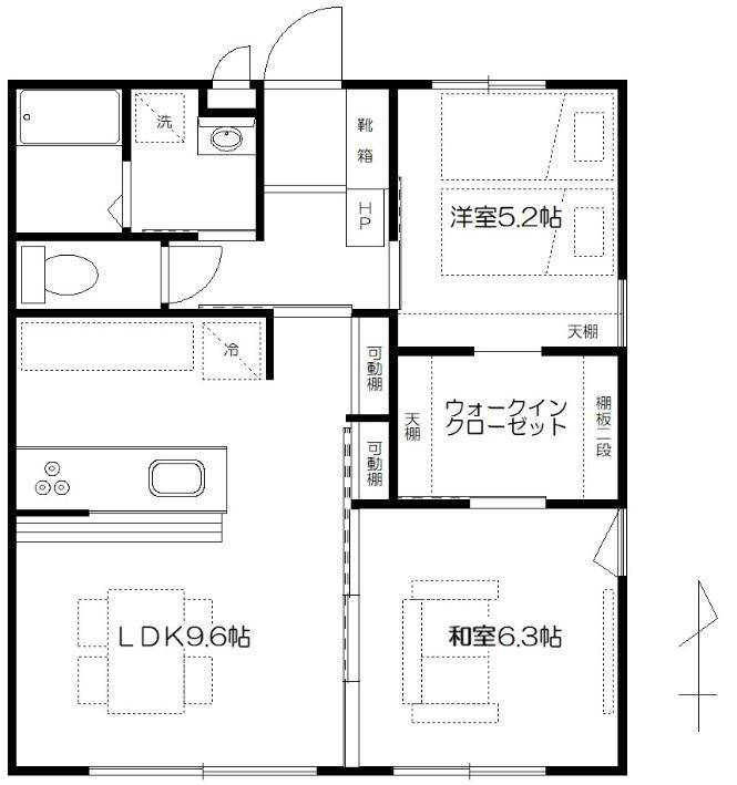 高断熱アパート 断熱等級7 耐震等級3(2LDK/2階)の間取り写真