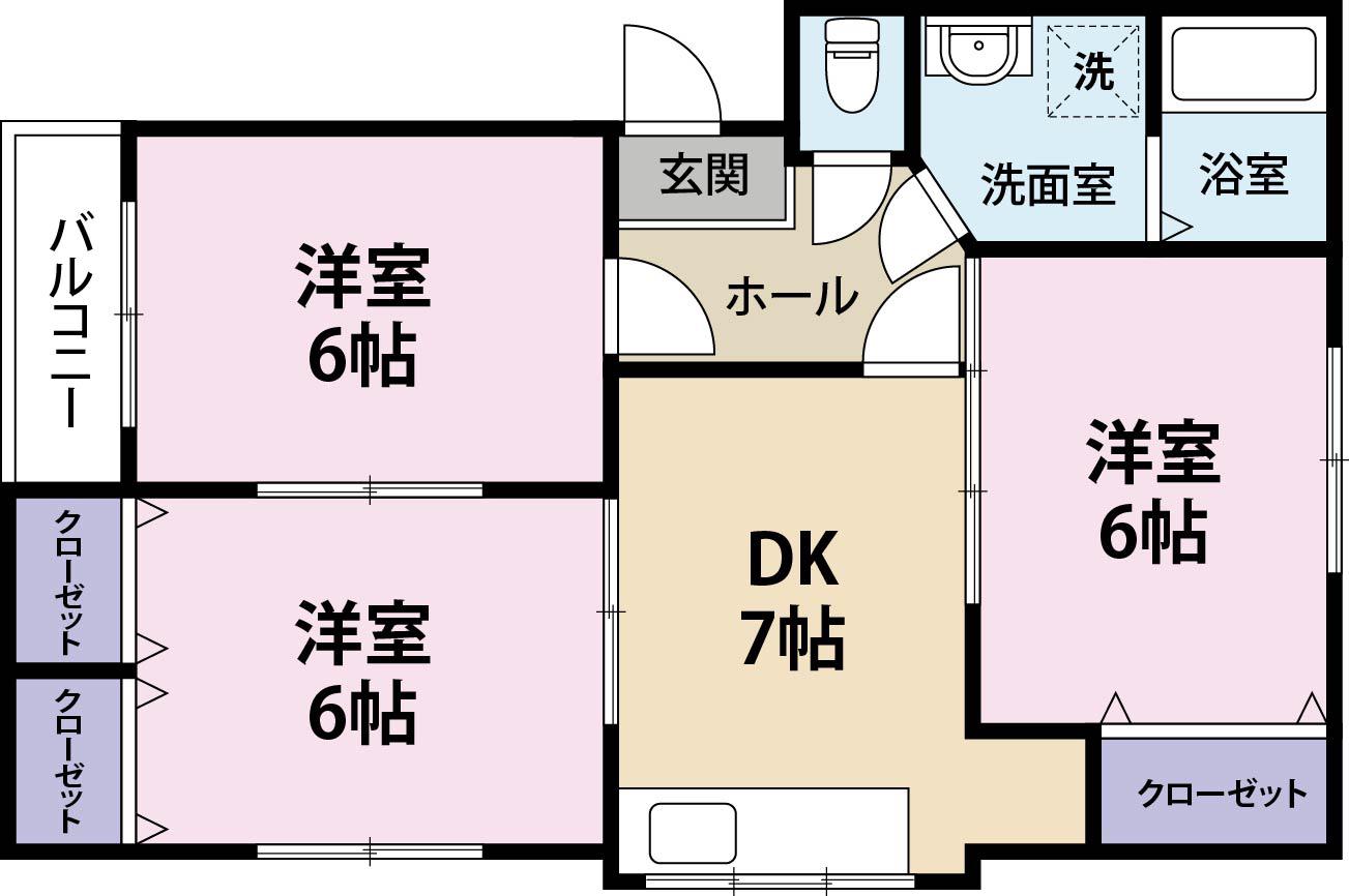 エステート若宮(3DK/1階)の間取り写真